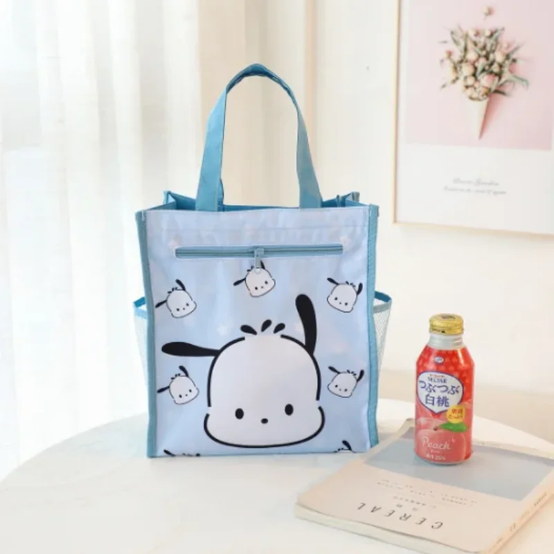 Sanrio Cinnamoroll Kuromi Mymelody-Bolsa de dibujos animados para la compra, de doble capa bolso de mano, a prueba de agua, Anime kawaii