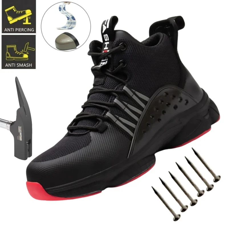 

Удобная защитная обувь, защита от проколов, противоударная защитная обувь, мужские легкие дышащие ботинки со стальным носком