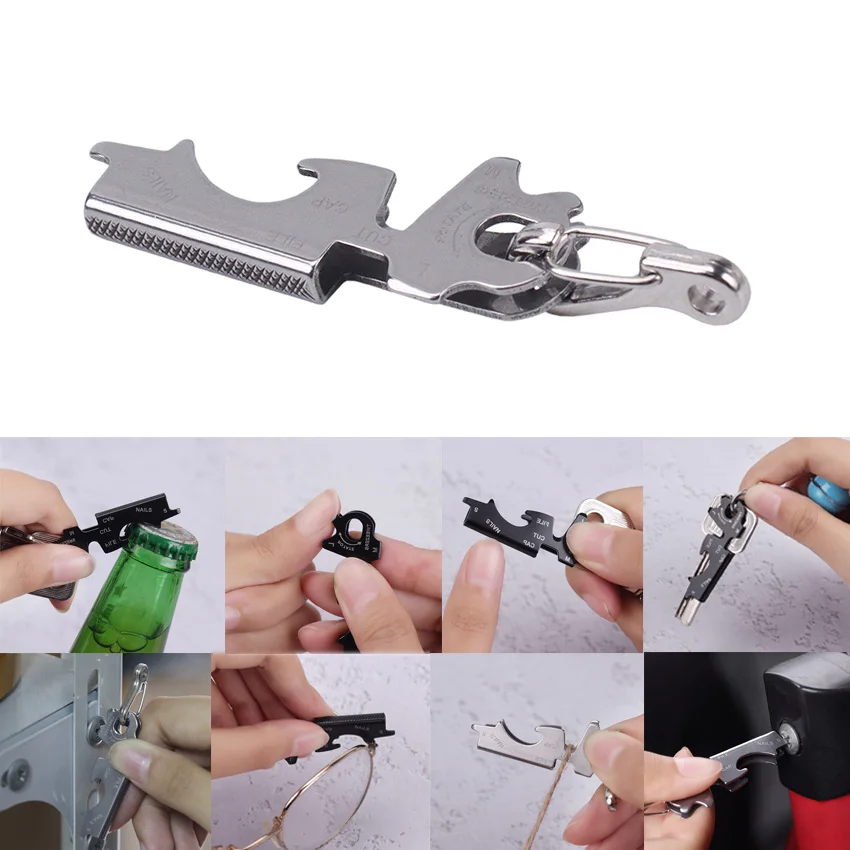 1pcs Multifunction 8 Tool In 1 Key Ring EDC Multi Pocket Keytool Carabiner Multipurpose Key Clip Screwdriver