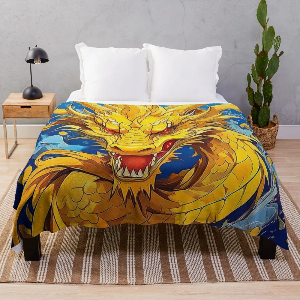 

Powerful yellow dragon. Throw Blanket Beautifuls heavy to sleep Blankets