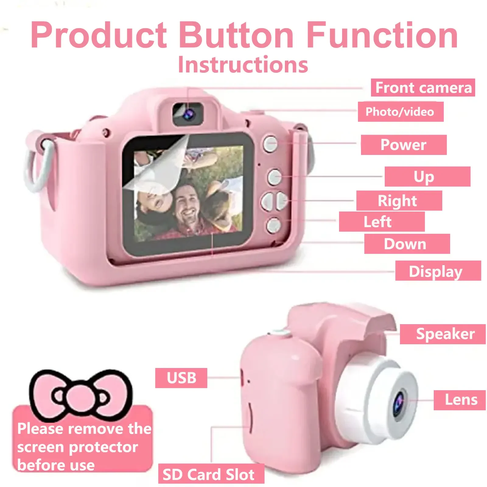 20MP Mini Cute Cartoon Camera Kids Camera Toy for Children Kids Digital Camera for Toddler with Video Best Birthday Gift for Kid