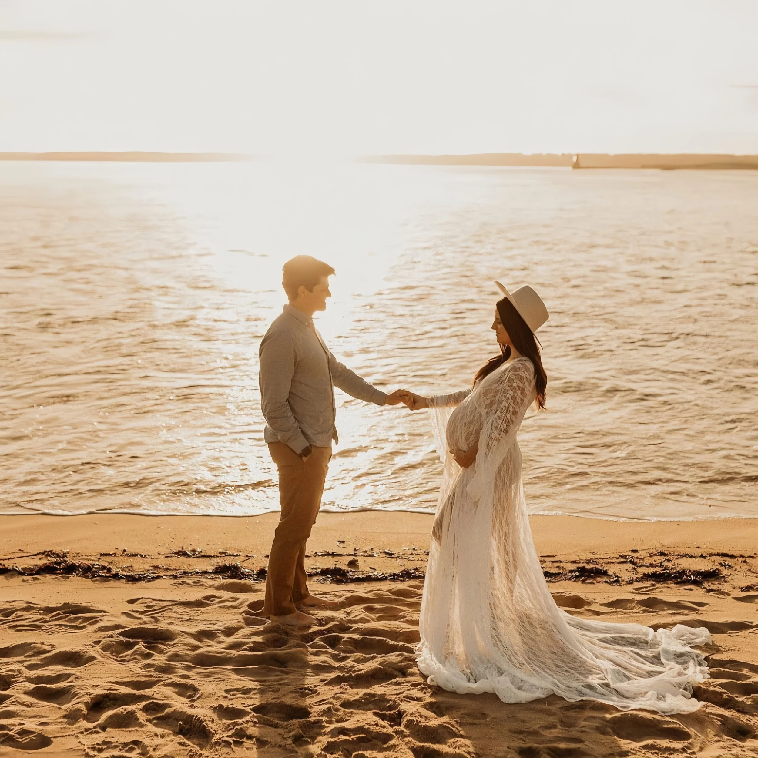 Boho Style Summer Maternity Long Train Dress See Through Lace Maternity Pregnancy Photo Shoot Maxi Dress Outfit