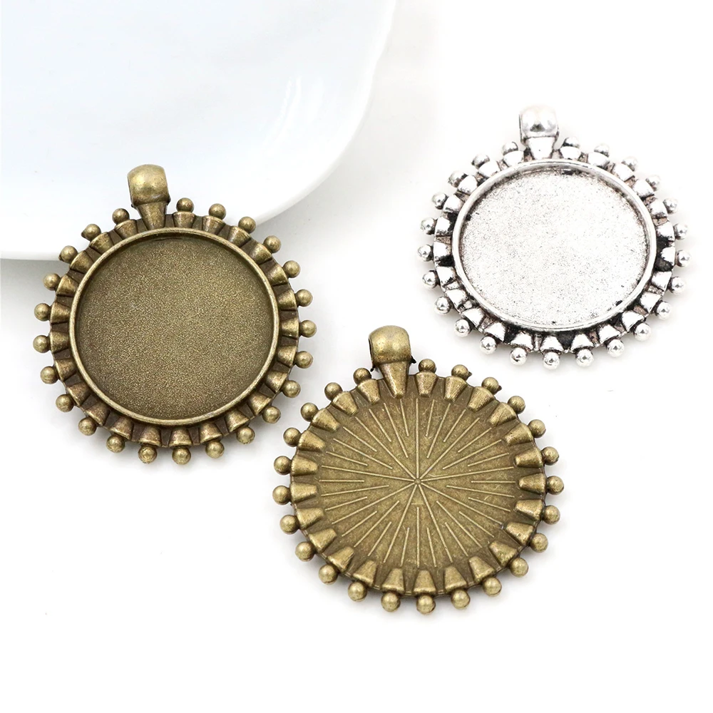 New Fashion 5pcs 25mm Inner Size Antique Silver Plated and Bronze Beads Style Cabochon Base Setting Charms Pendant