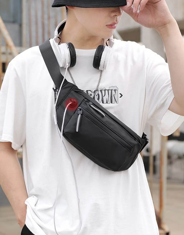 New Fashionable Men's Crossbody Bag, Casual Outdoor Sports Waist Bag, Multi-functional Large-capacity Water-resistant Chest Bag