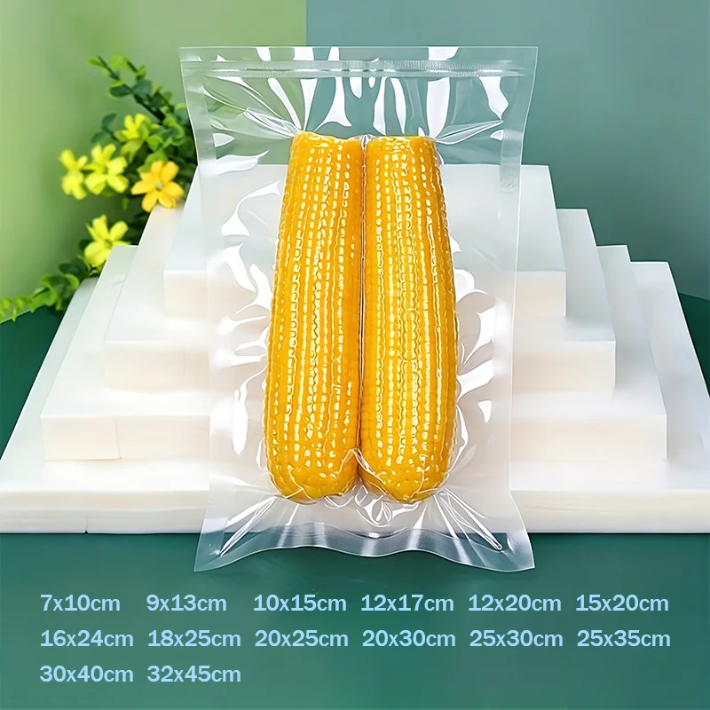 10-50pcs Food Vacuum Storage Bags Clear Plastic Sealed Transparent Packaging Bag Corn Bean Vegetables Meat Vacuum Food Saver Bag