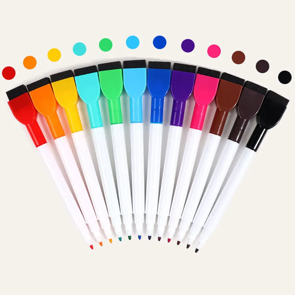 

12piece 12 Color Drawing Pen Set Made Of High Coloring Ink Marqueurs Pour Tableaux Blancs Erasable