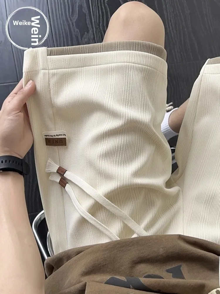 

Ice Silk Men's orts Summer Thin Qui Dry Straight Leg Casual Five-Quarter Pants Faionable Loose Fit Spor Trendy