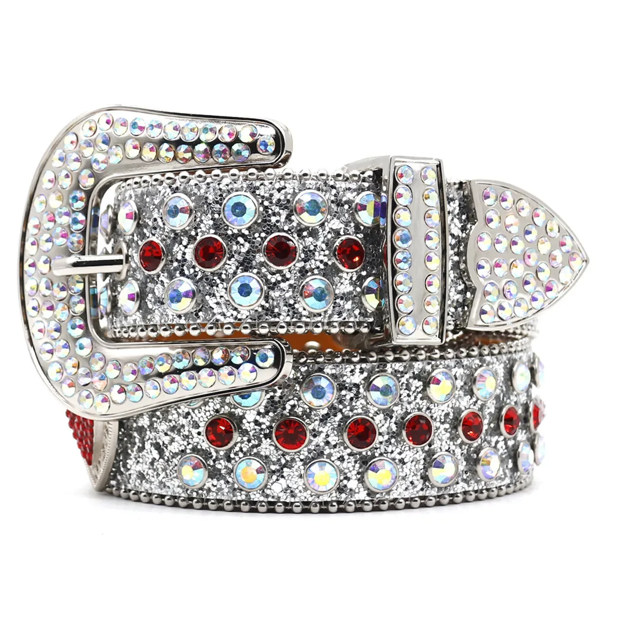 Western Rhinestone Belt for Women Men Rivet Studded Cowgirl Cowboy Heart Belts
