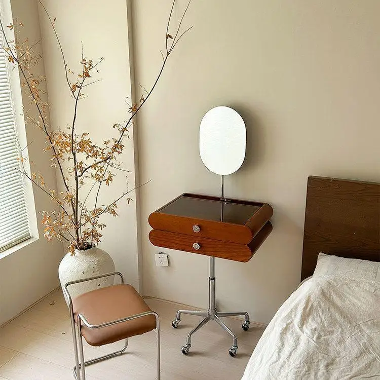 Nordic small retro dressing table removable lifting makeup table Bauhaus dressing table with makeup mirror integrated