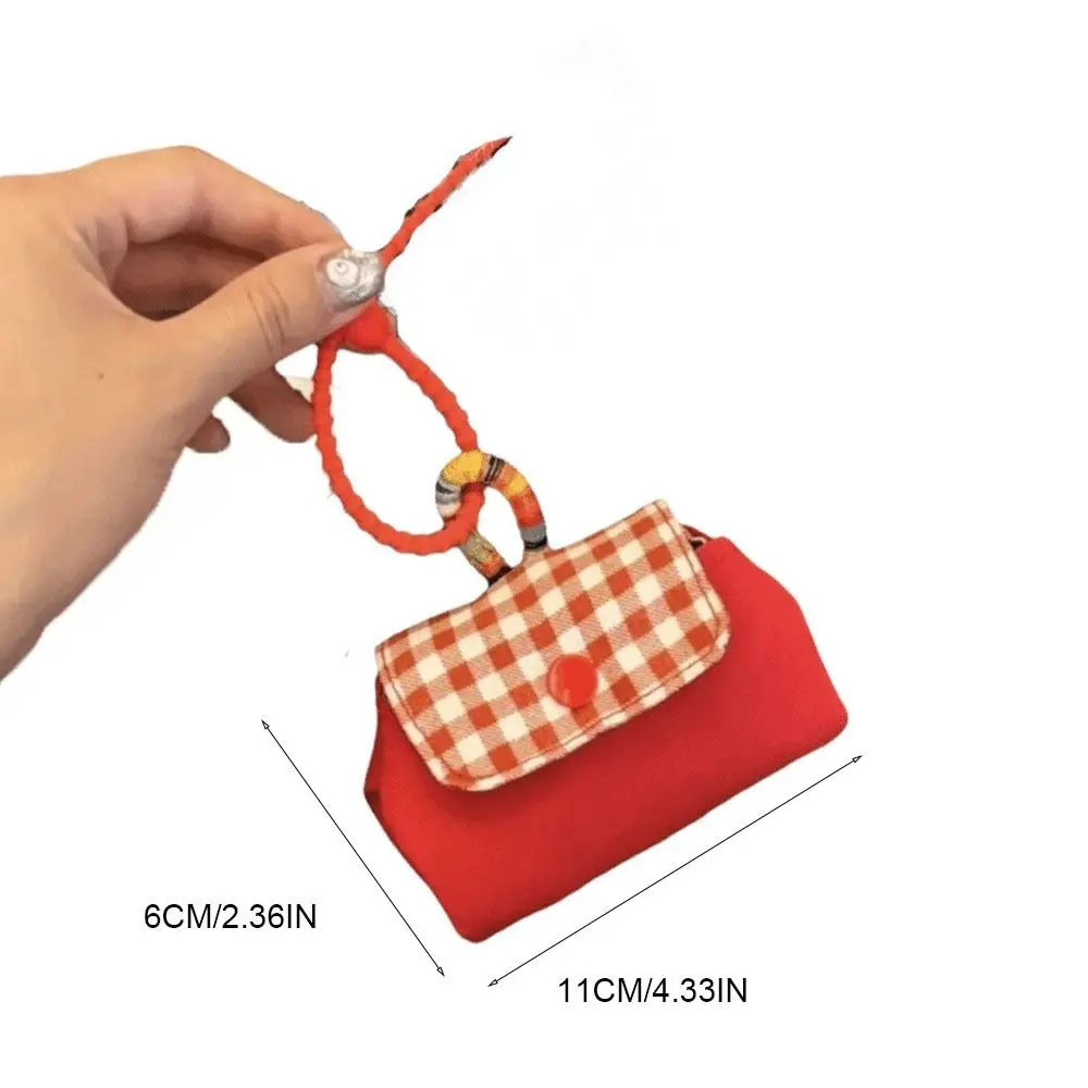 Tragbare Leinwand Plaid Lagerung Tasche Zipper Koreanischen Stil Kopfhörer Tasche Hängen Schlüsselbund Ethnischen Stil Geldbörse Damen