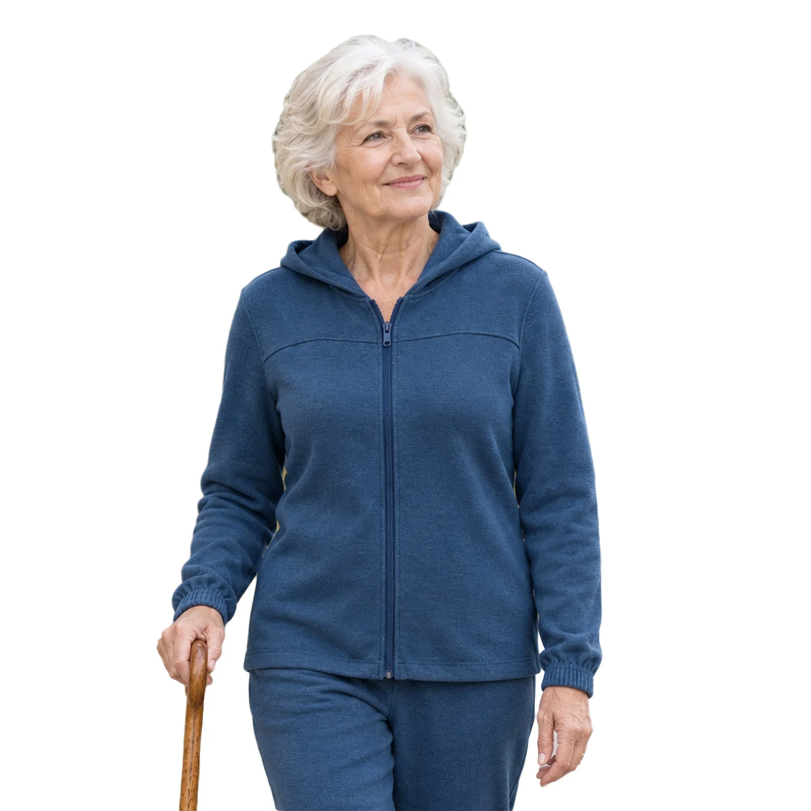 Women Elderly Adaptive Knit Cardigan Coat Front Zipper Long Sleeve Hooded Outerwear Assisted Dressing Coat Special Needs Clothes