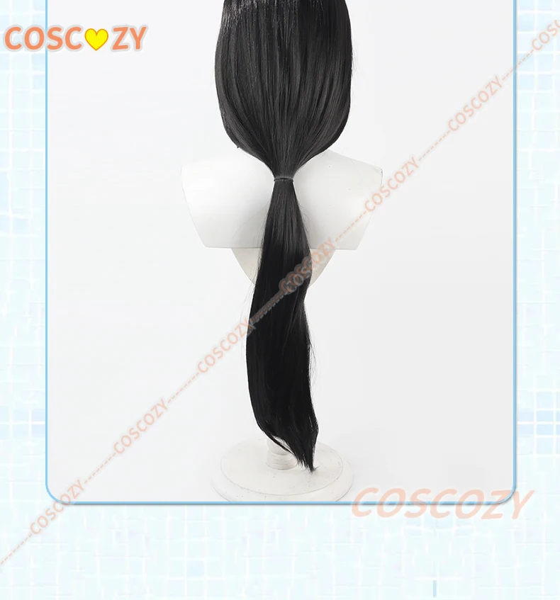 Cabelo sintético erruruu cosplay perucas jogo utawarerumono erruruu halloween 80cm feminino longa reta peruca preta resistente ao calor