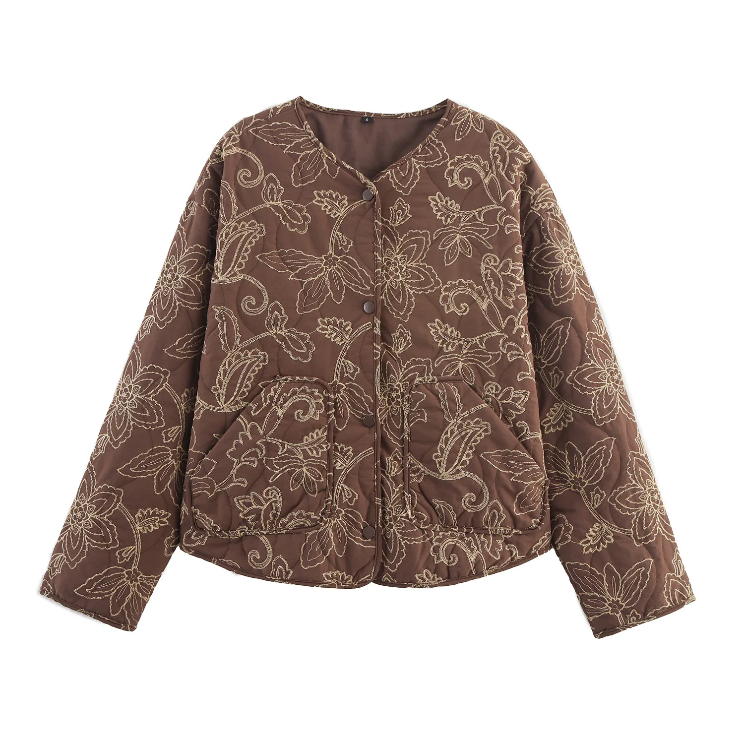 

Осенняя новая стильная куртка в европейском и американском стиле, пальто с круглым вырезом и вышивкой, женский топ с покрытием 8458801