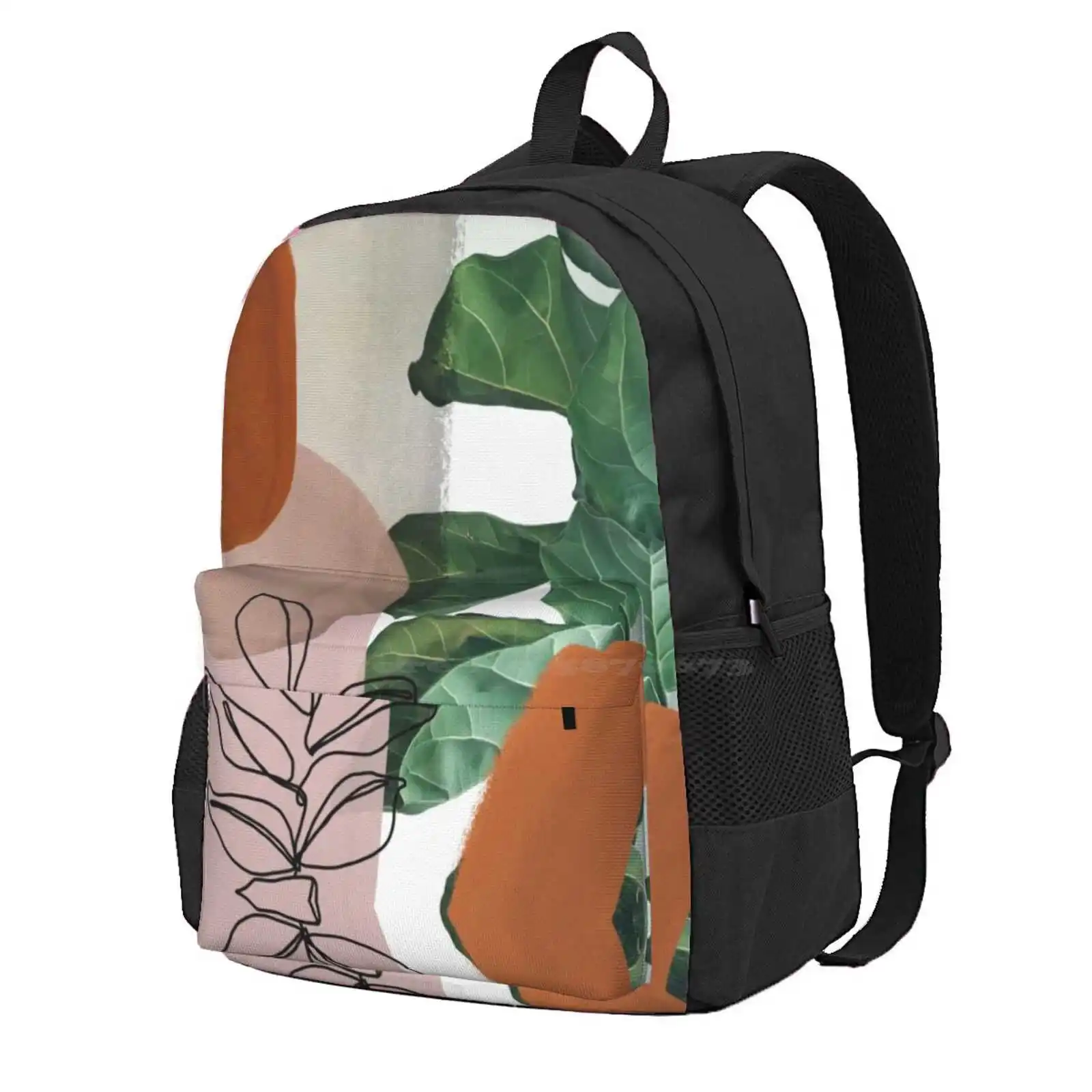 Simpatico V2 Hot Sale Schoolbag Backpack Fashion Bags Nature Abstract Modern Geometric Shapes Minimal Line Drawing Leaves