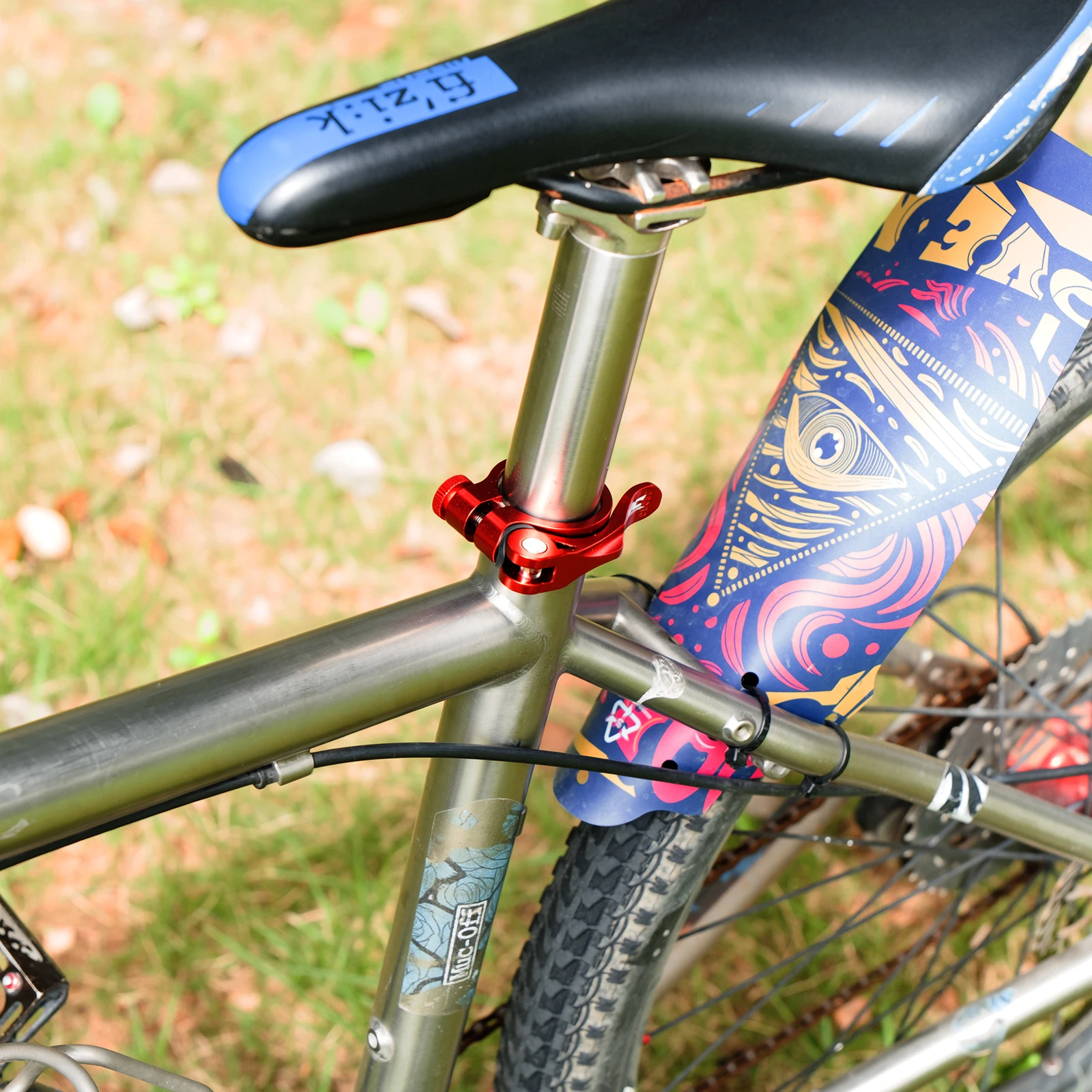 CNCLOL Aluminium-Legierung Fahrrad-Sattelstützenklemme 31,8/34,9mm Schnellspanner Sattelstützenkragen für MTB Rennrad – Detail 9
