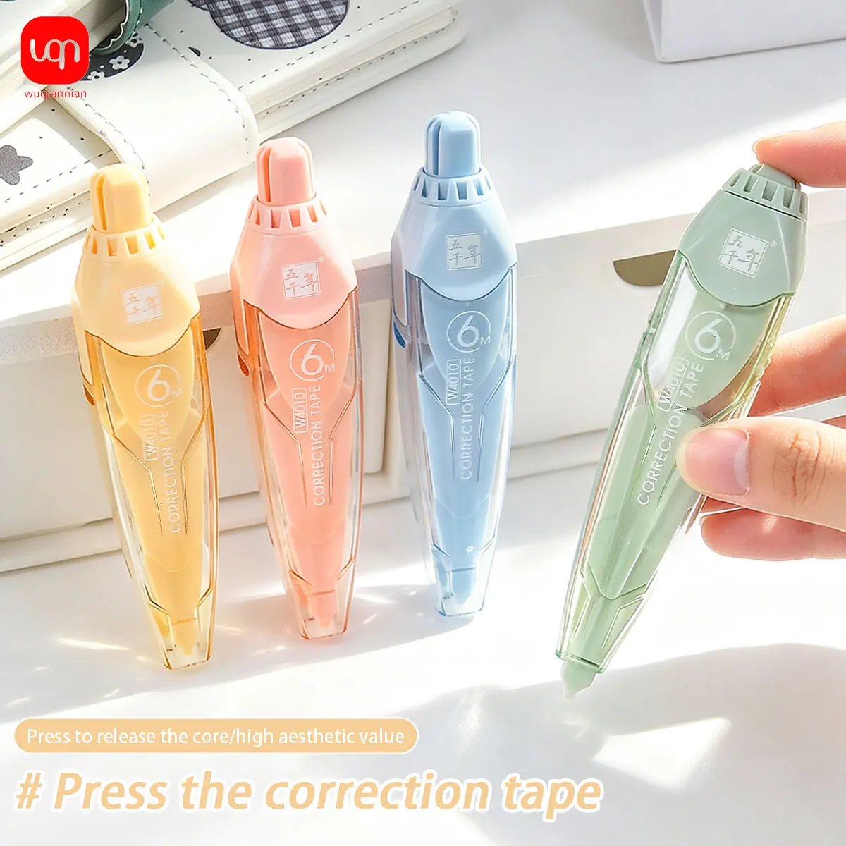 6m Correction Tape Push Button Pen Style Pastel Color Retractable Correction Roller Smooth Cover Up Tape School Office Stationer