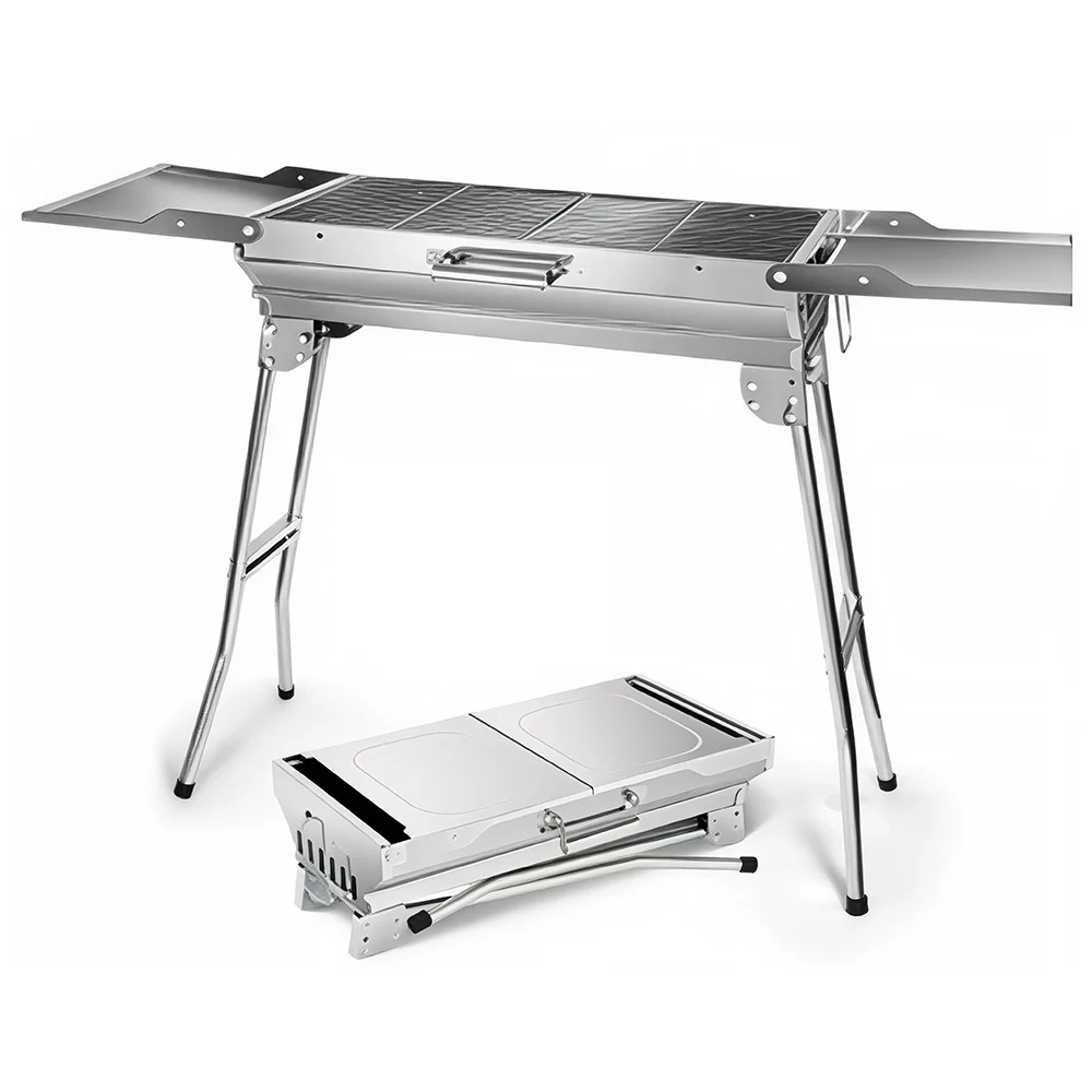 Parrilla grande de doble asa (acero inoxidable) open 112*30*71cm. fold: 60*30*18cm
