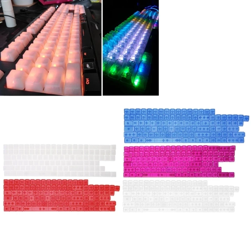 โปร่งใส ABS Keycaps คีย์บอร์ด104คีย์ OEM Non-แกะสลัก Backlight RGB ที่กำหนดเองที่ว่างเปล่าล้างหมวก Mx สวิทช์