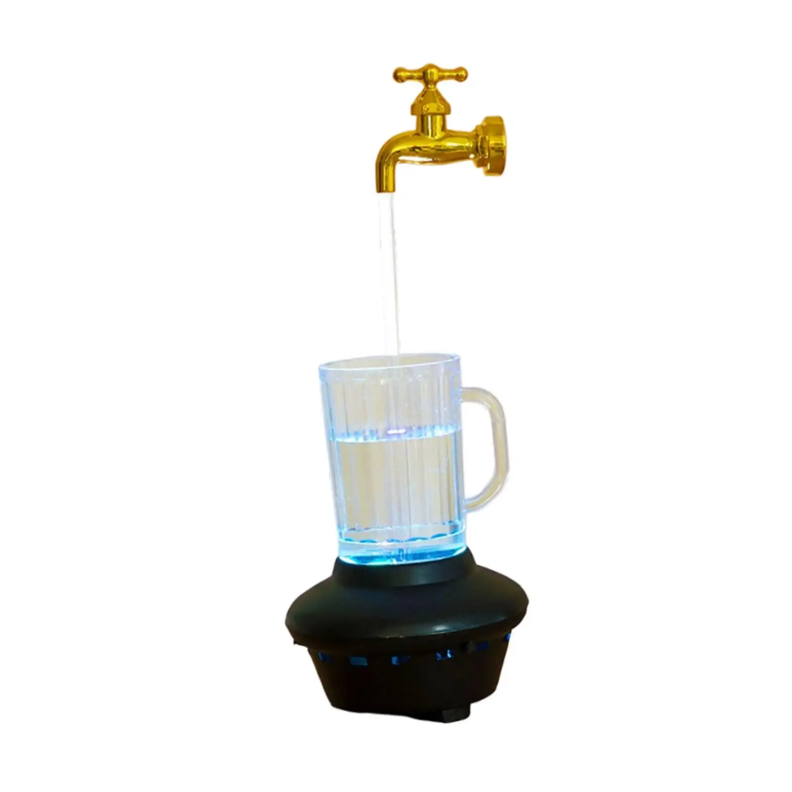 Mini Indoor Fountain with Floating Faucet LED Table Waterfall Decorative Room Ornaments for Home and Bar Decor
