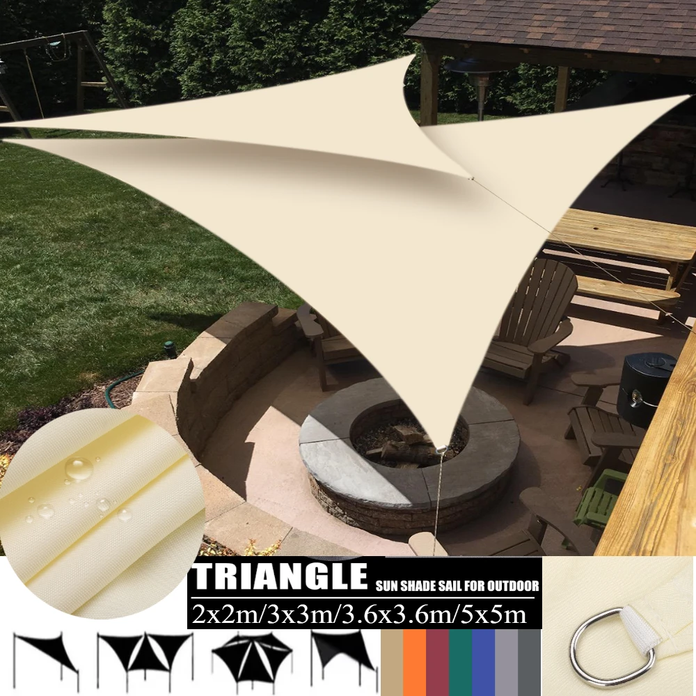 5x5x5/3x3x3M/2x2x2M Waterproof Triangle Sun Shade Sail Canopy For Outdoor Garden Patio Backyard Camping Tents Pool Shade Cloth