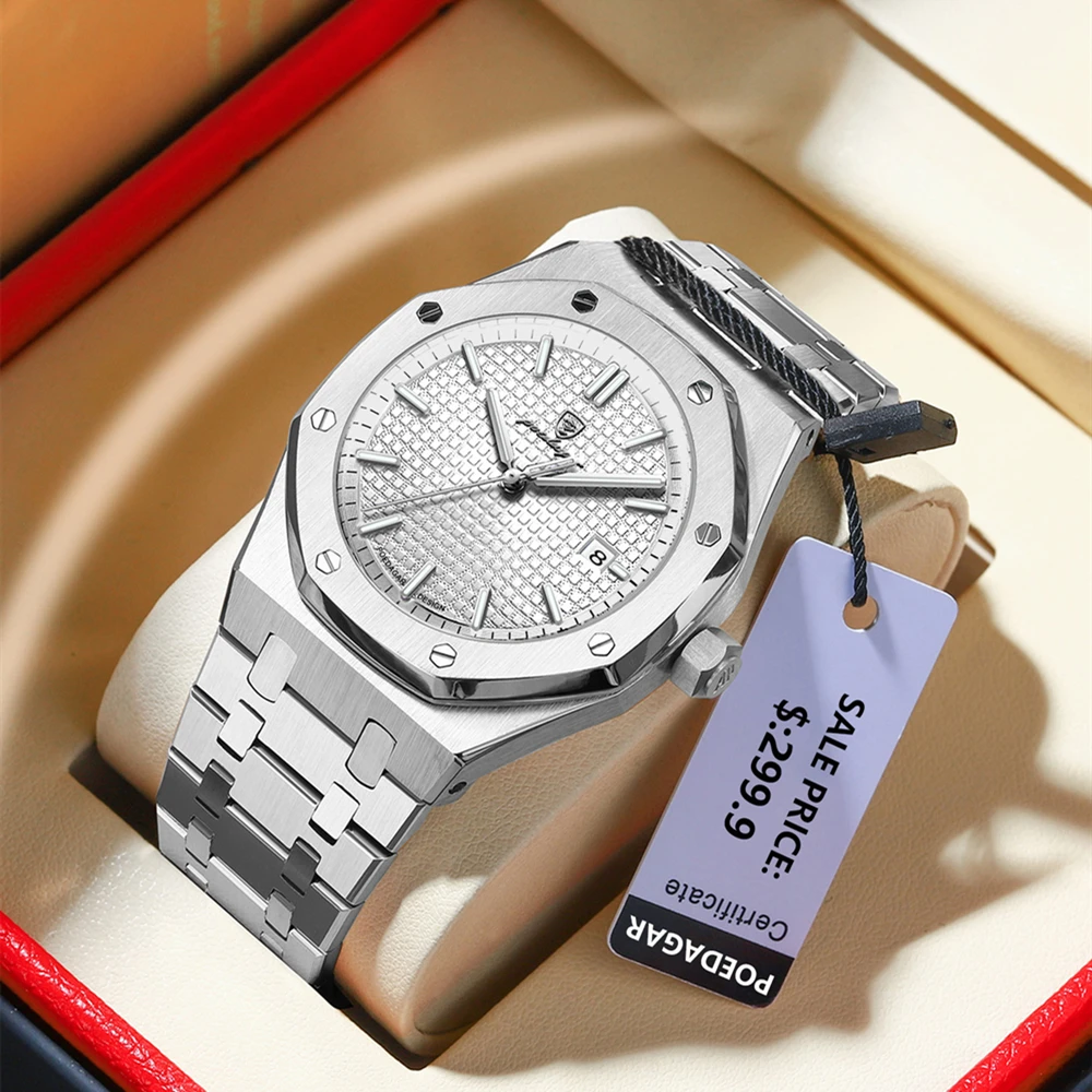 عادية الأعمال رجل جديد ساعة فضية الرجال ساعة فاخرة ساعات أوتوماتيكية رجالي موضة كوارتز ساعات المعصم تودو بور 1 ريال Reloj