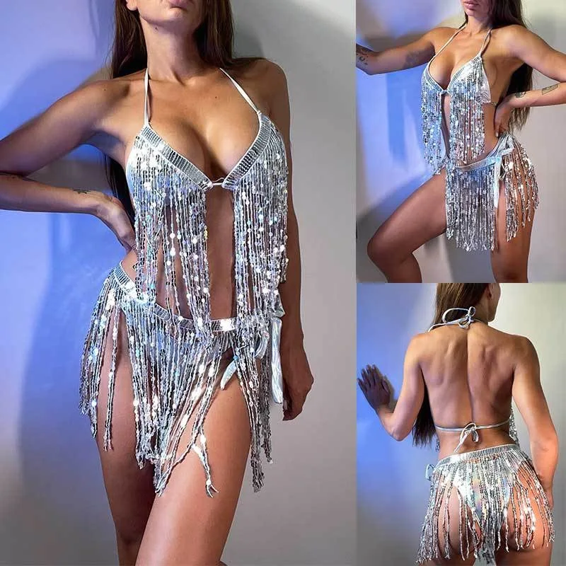 

Customized Electric Syllable Set Belly Dance Performance Skirt Waist Chain Sequin Tassel Skirt Latin Dress Performance Dress
