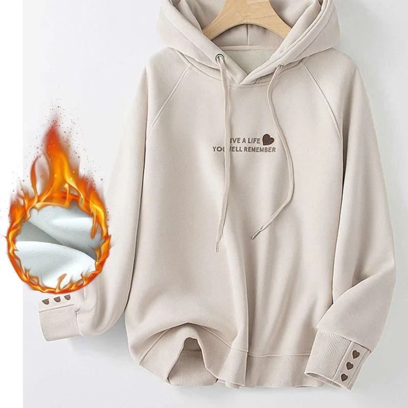 

Hooded Sweatshirt Women's Long-sleeved Korean Style Loose Autumn and Winter Style Casual Korean Style Top Jacket