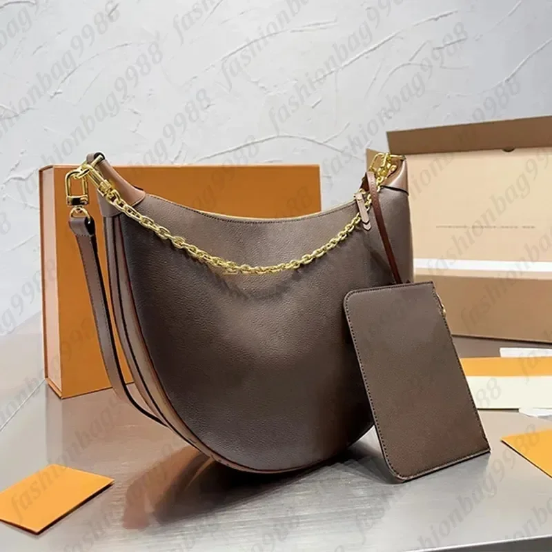 

Women Large Capacity Totes Bags Luxury Designer Leather Winter Hobo Loop Moon Big Handbag Tote Purse 2 pcs Fashion Lady Mother Chain Flower Crossbody Shoulder Bags
