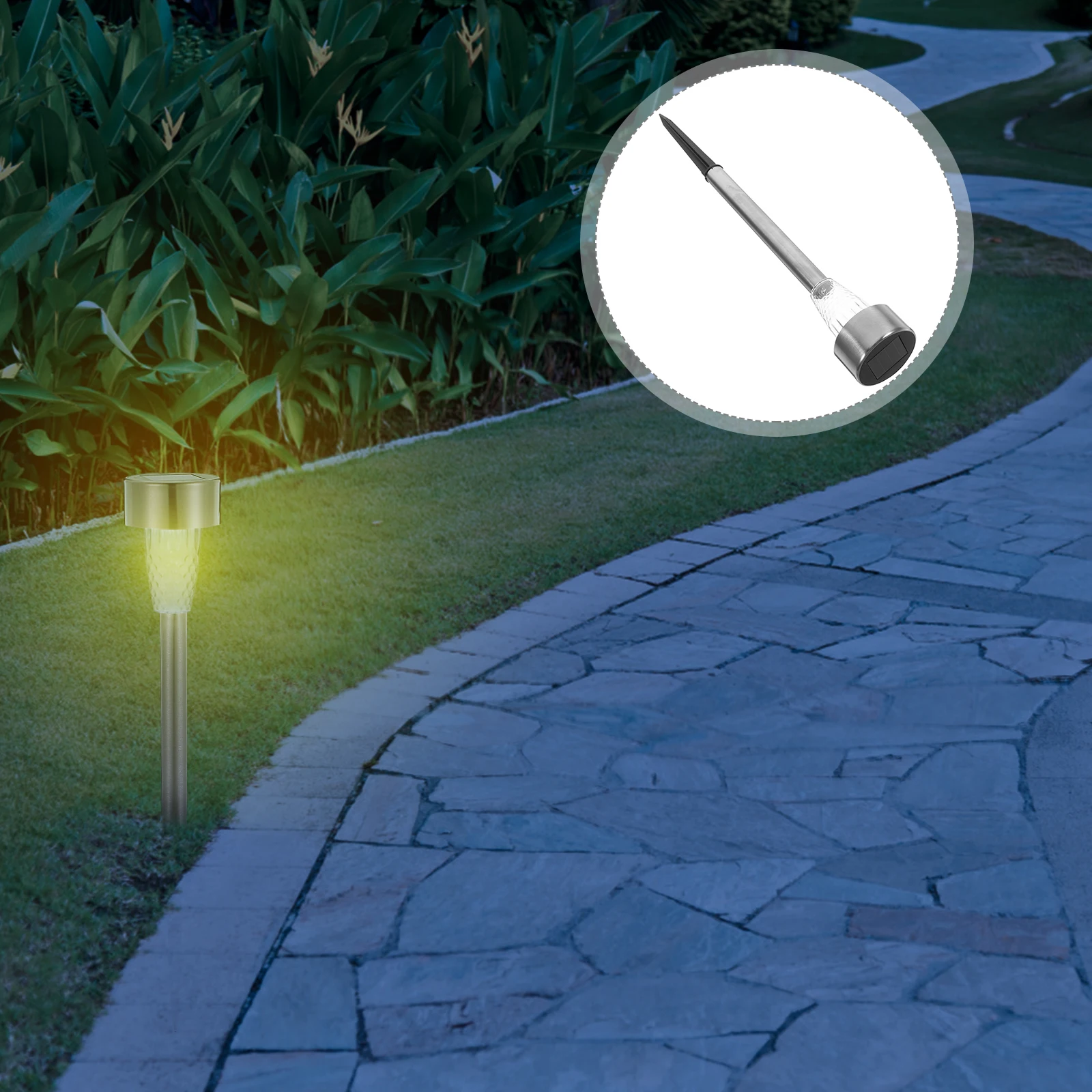 

Solar Garden Light Lawn Lights Lamp Wood Pile Decorative Outdoor Stainless Steel Decoration