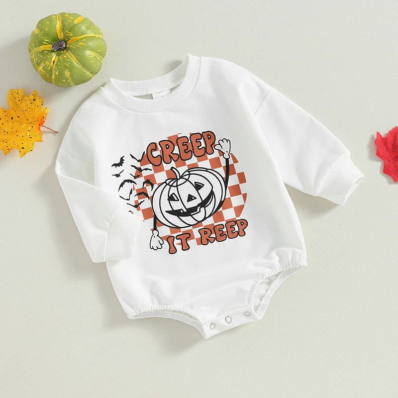 Infant Unisex Hoodies Rompers Thanksgiving Outfits Turkey Pumpkin Print Long Sleeve Baby Jumpsuits Autumn Bodysuits for Fall