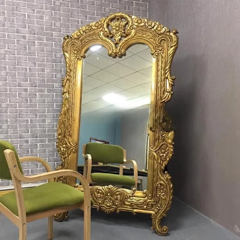 full-length mirror, full-length mirror, European-style carved three-dimensional fitting mirror