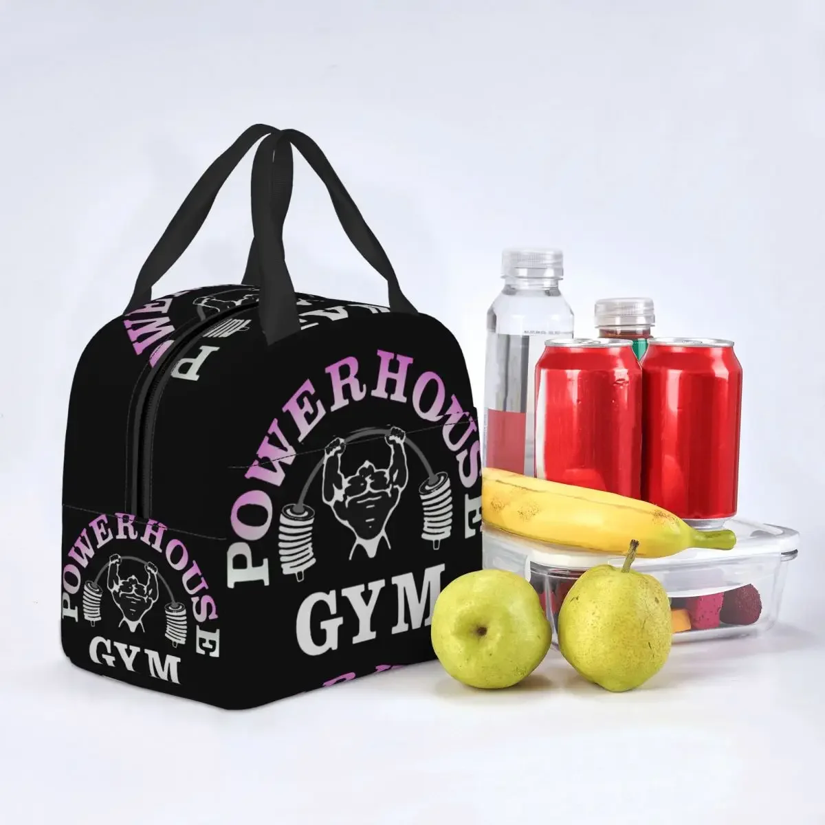 Powerhouse Gym Logo Thermal Insulated Lunch Bag Women Bodybuilding Fitness Portable Lunch Container Travel Storage Food Box