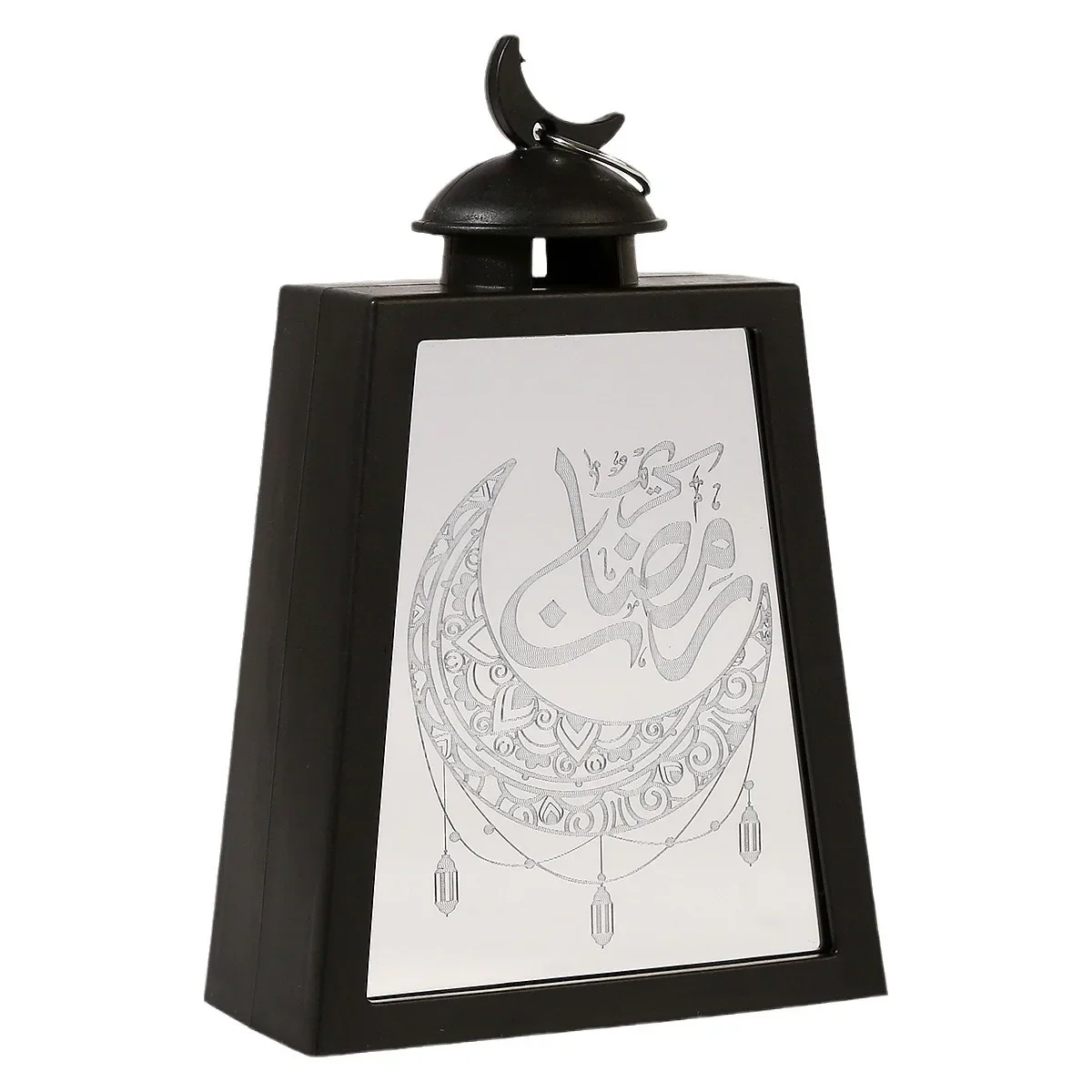 Ramadan led lanterna luzes eid mubarak presentes trapézio plástico decorações de vidro para casa mesa parede eid peças centrais decoração