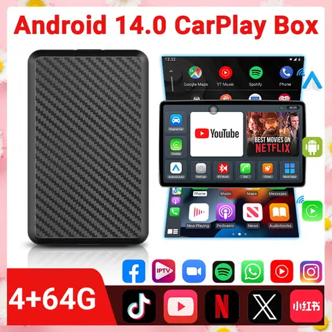 2025 새로운 Android14 CarPlay Ai Box 4G + 64G 유선 무선 스마트 동글 3In1 플러그 앤 플레이 Youtube Nexflit Wifi 미니 박스 2025 새로운 Android14 CarPlay Ai Box 4G + 64G 유선 무선 스마트 동글 3In1 플러그 앤 플레이 Youtube Nexflit Wifi 미니 박스