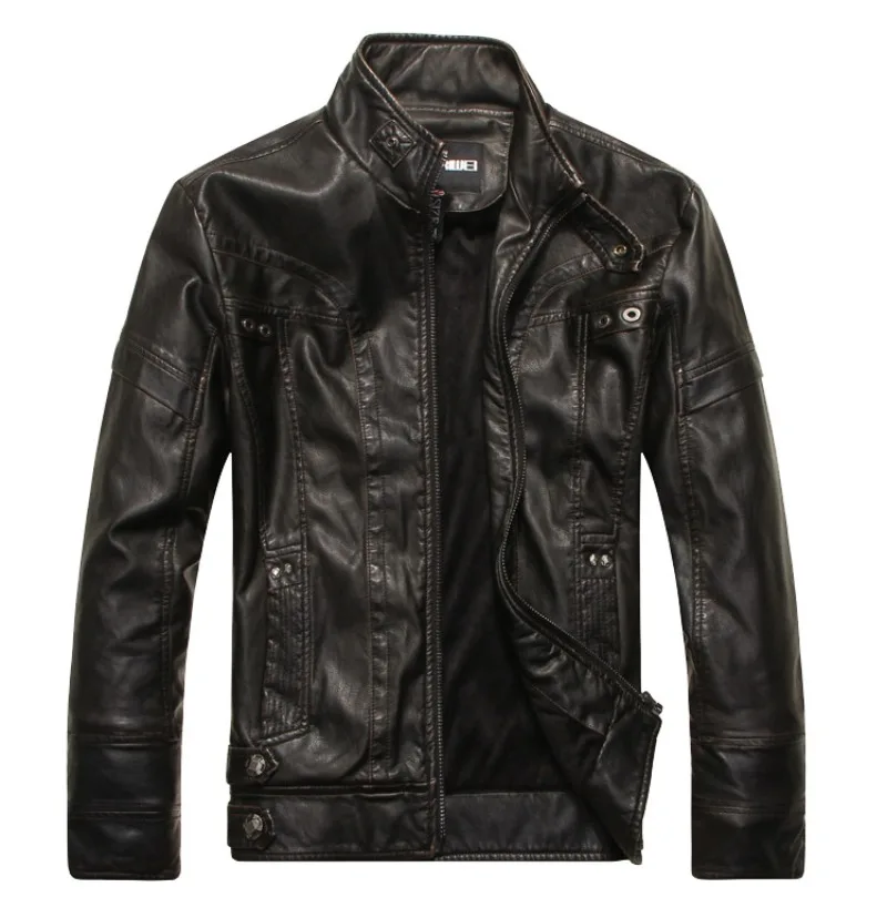 Men Coat Winter Fashion New Biker Leather Jacket Mens Fleece Motorcycle PU Leather Jacket Fleece Pu Overcoat 2024