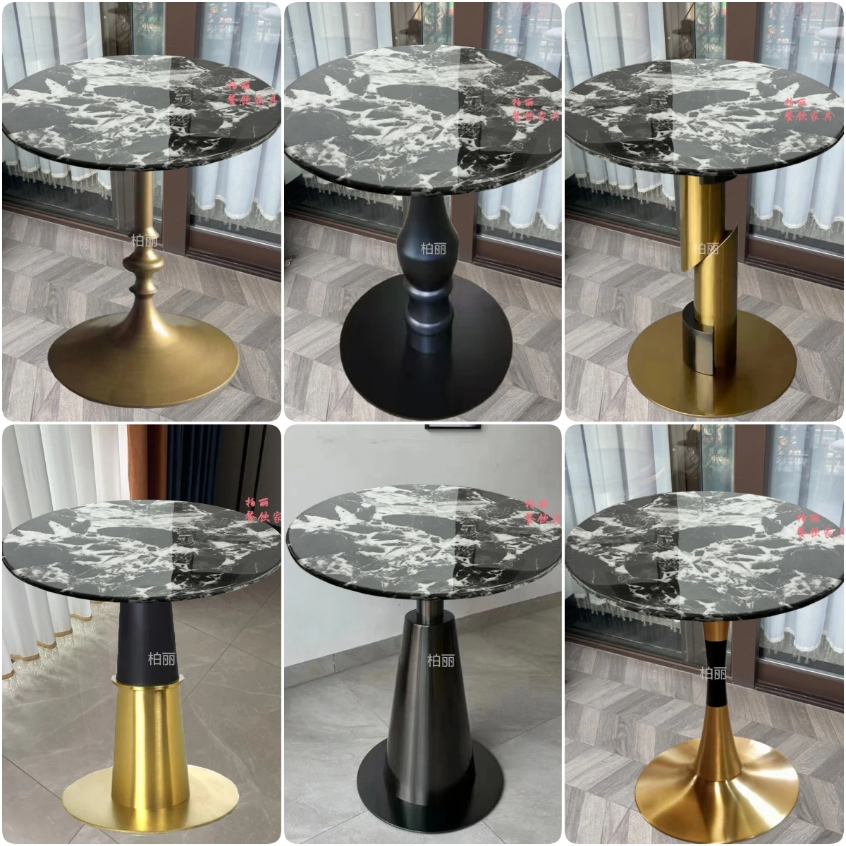 French Bulgari dining table milk tea shop dessert cafe artificial marble round table casual small apartment table square