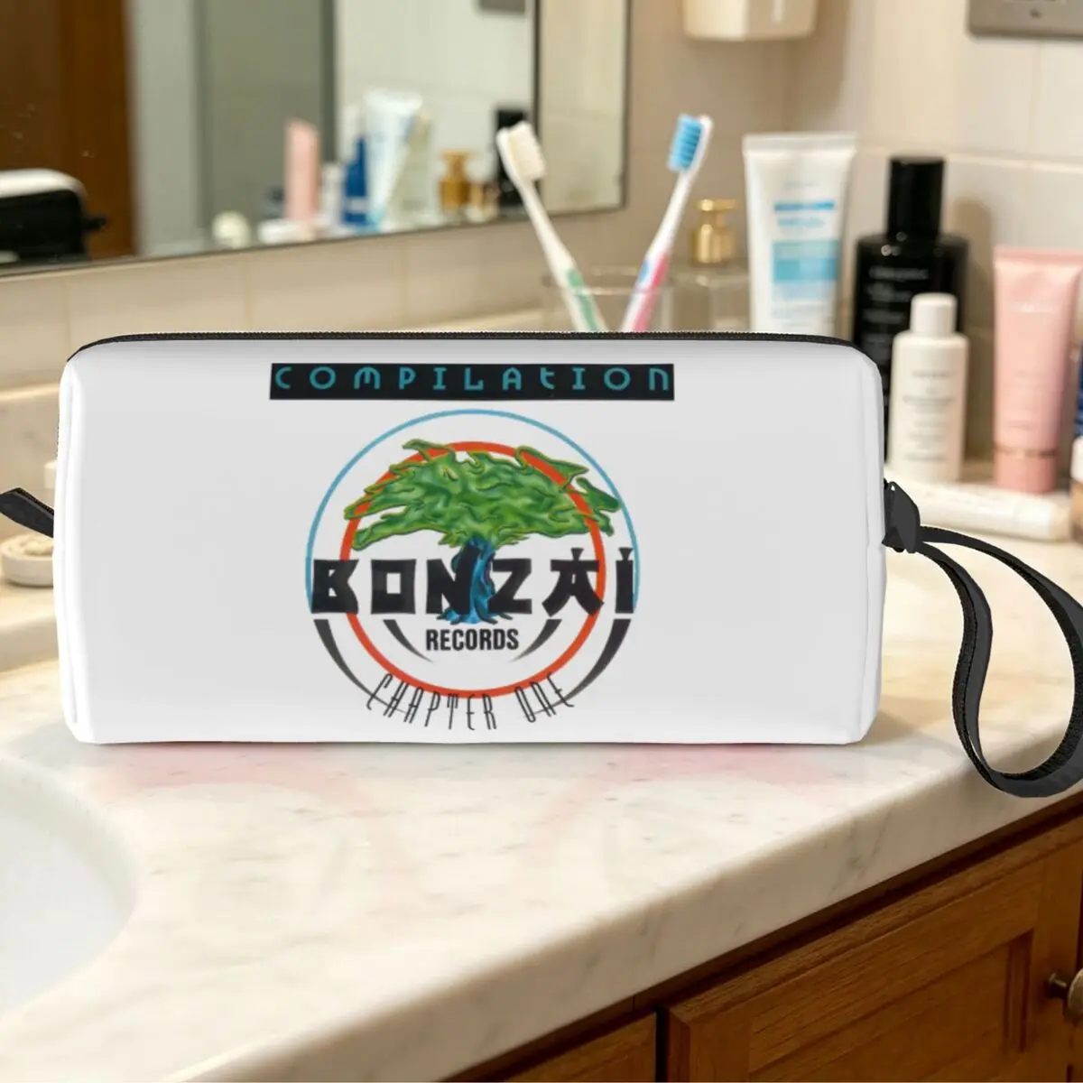 Bonzai Records Makeup Bag Cosmetic Organizer Toiletry Cosmetic Bag for Women Beauty Travel Pencil Case