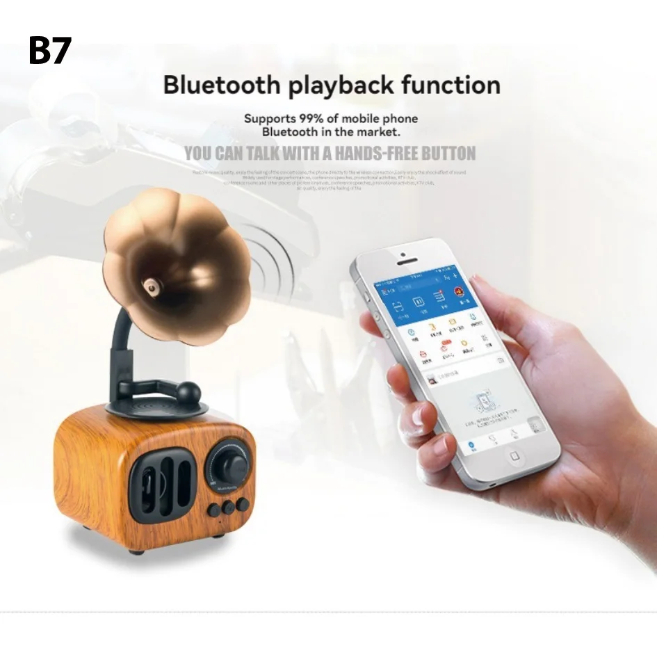 

Retro Horn Flower Speaker Gramophone Subwoofer Outdoor Home Portable Mini Bluetooth Speaker