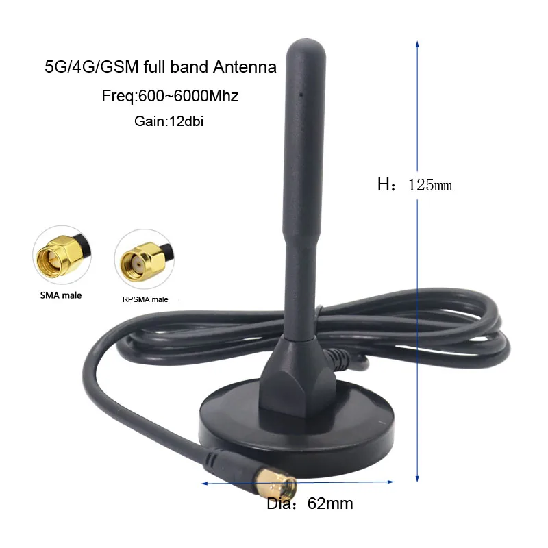 5G 4G LTE 3G GSM High Gain 12dbi Omni WiFi 600~6000Mhz Waterproof Router Antenna For Signal Boost SMA TS9 N TNC BNC Male