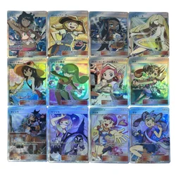 18pcs/set Pokemon Trainer Lusamine Sightseer Iono Self Made Refraction Flash Card Anime Classics Game Collection Cards Toy Gift