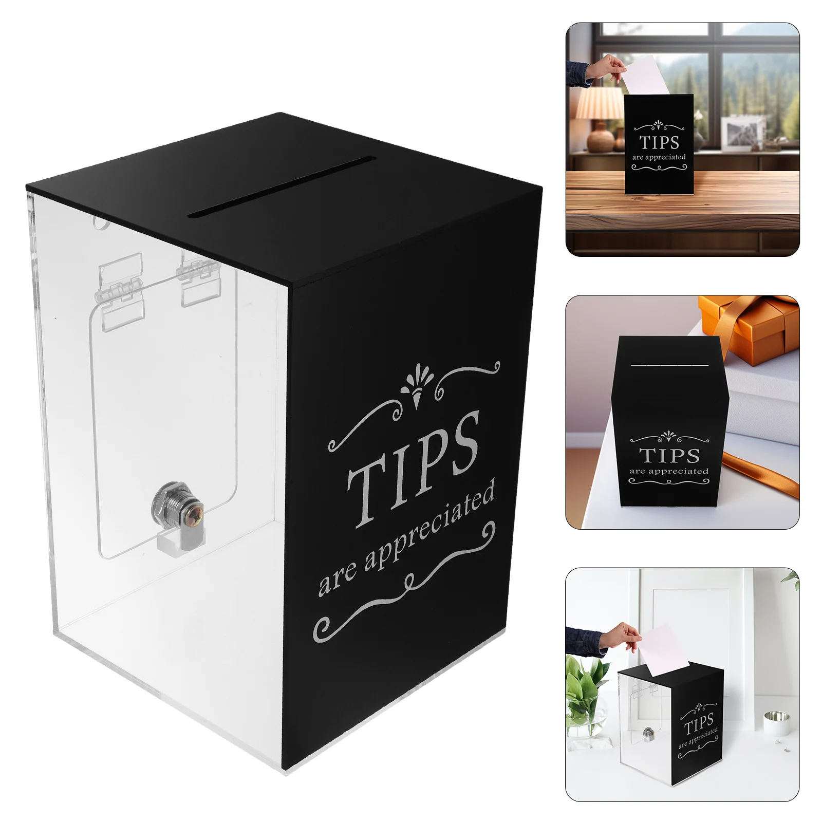 

Acrylic Tip Box Transparent Donation Suggestion Storage Raffle Container For Bartenders Bars Musicians Restaurants