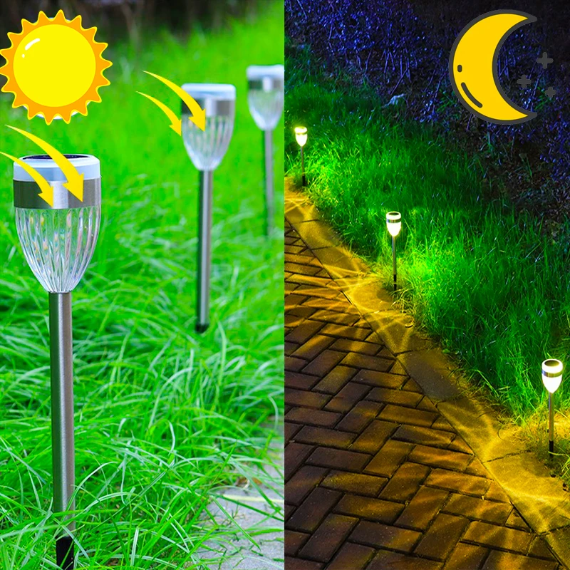 Solar LED Lights Outdoor Garden Pathway Decoration Stake Light Landscape Yard Balcony Patio Decor Solar Lawn Lamp