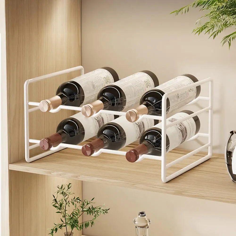Countertop Wine Holder Iron Wine Rack with Curved Grooves Compact Metal Bottle Holder for Kitchen Countertop Wine for Cupboards