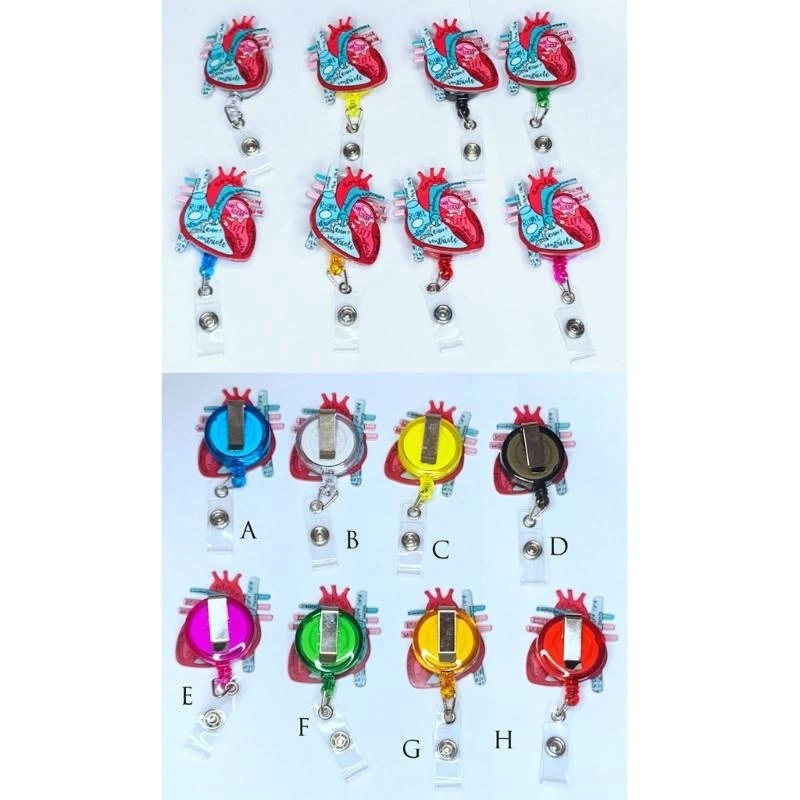 L21E Badge Reels Holder for Name Card Heart Anatomy Nursing Doctor Medical Work