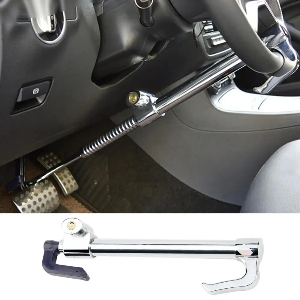 Cerradura de freno antirrobo para volante de coche, cerradura de seguridad ajustable de tres secciones para coche, 3 llaves, cerradura de Pedal de embrague retráctil para coche