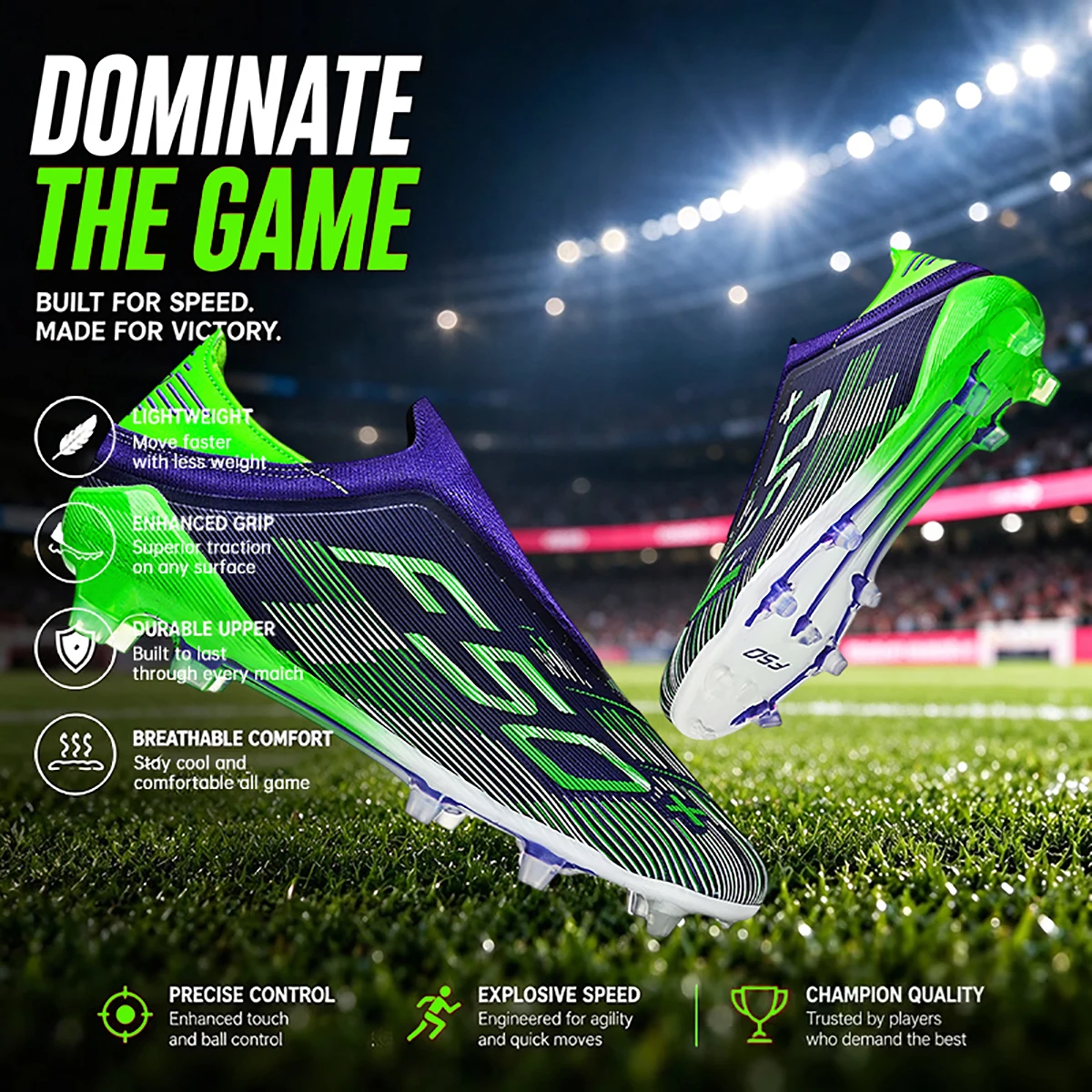 Unisex AG FG Football Shoes Durable Non Slip Studs Lightweight Soccer Cleats for Adult Players Outdoor Lawn Soccer