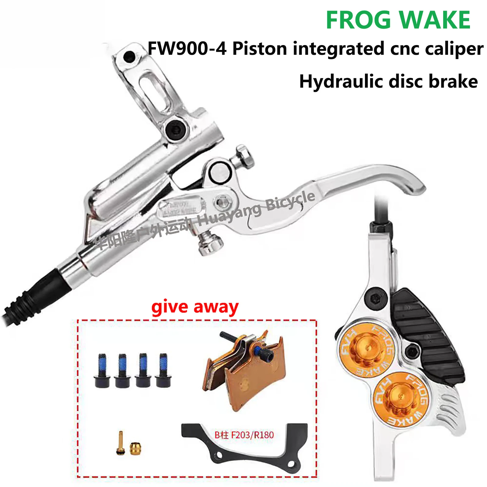 

FROG WAKE FW900 4 pistons MTB Hydraulic disc brake950/1650mm Front Rear Bicycle brake kit for shimano SURRON Bike Accessories