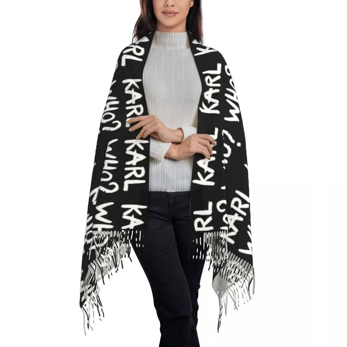 Personalized Print Karl Who Slogan Scarf Women Men Winter Warm Scarves Shawl Wrap