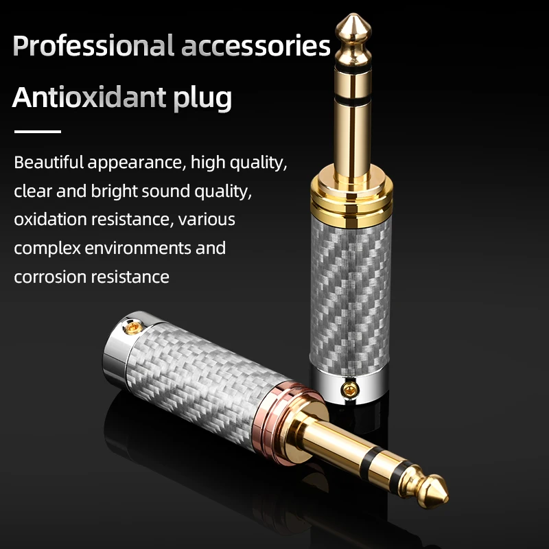 4PCS ATAUDIO DIY four rhodium-plated carbon fiber 63.5mm plug 4mm/6mm port high-end stereo headphone plug