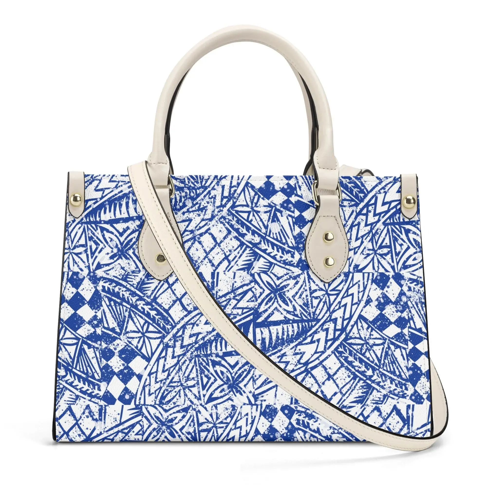 

2025 New Design Women'S Large Capacity Pu Handbag Temperament Shopping Crossbody Women'S Bag Polynesia Fiji Tonga Custom Pattern